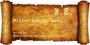 Miller Benjámin névjegykártya